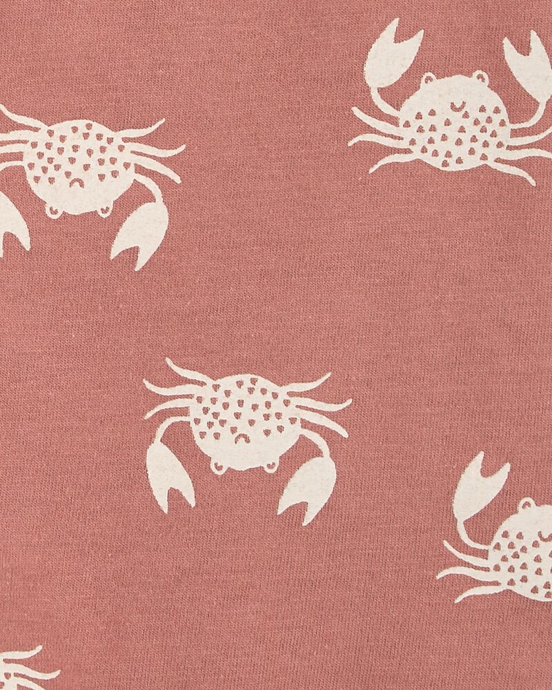 Baby 1-Piece Brown Crab Print Romper, image 2 of 3 slides