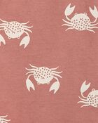 Baby 1-Piece Brown Crab Print Romper, image 2 of 3 slides