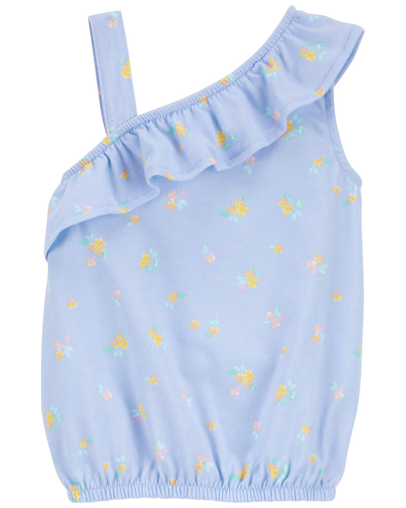 Toddler Floral Print Asymmetrical Top, image 1 of 3 slides