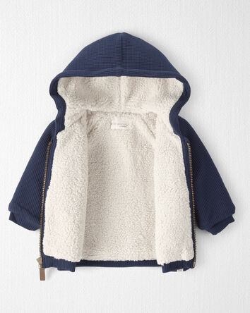 Baby Recycled Sherpa Waffle Knit Hooded Jacket, 