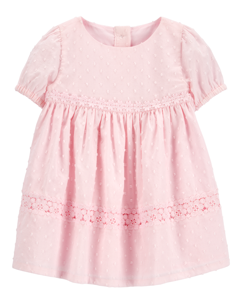 Baby Textured Babydoll Dress- Pink, image 1 of 5 slides