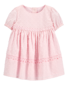 Baby Textured Babydoll Dress- Pink, image 1 of 5 slides
