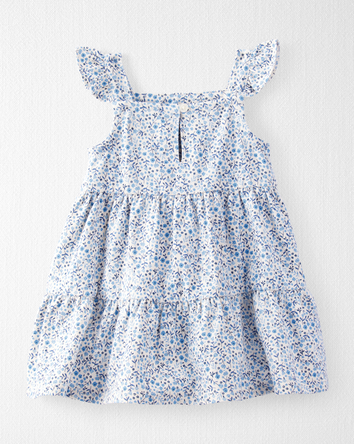 Baby Organic Cotton Dress in Blue Floral, 