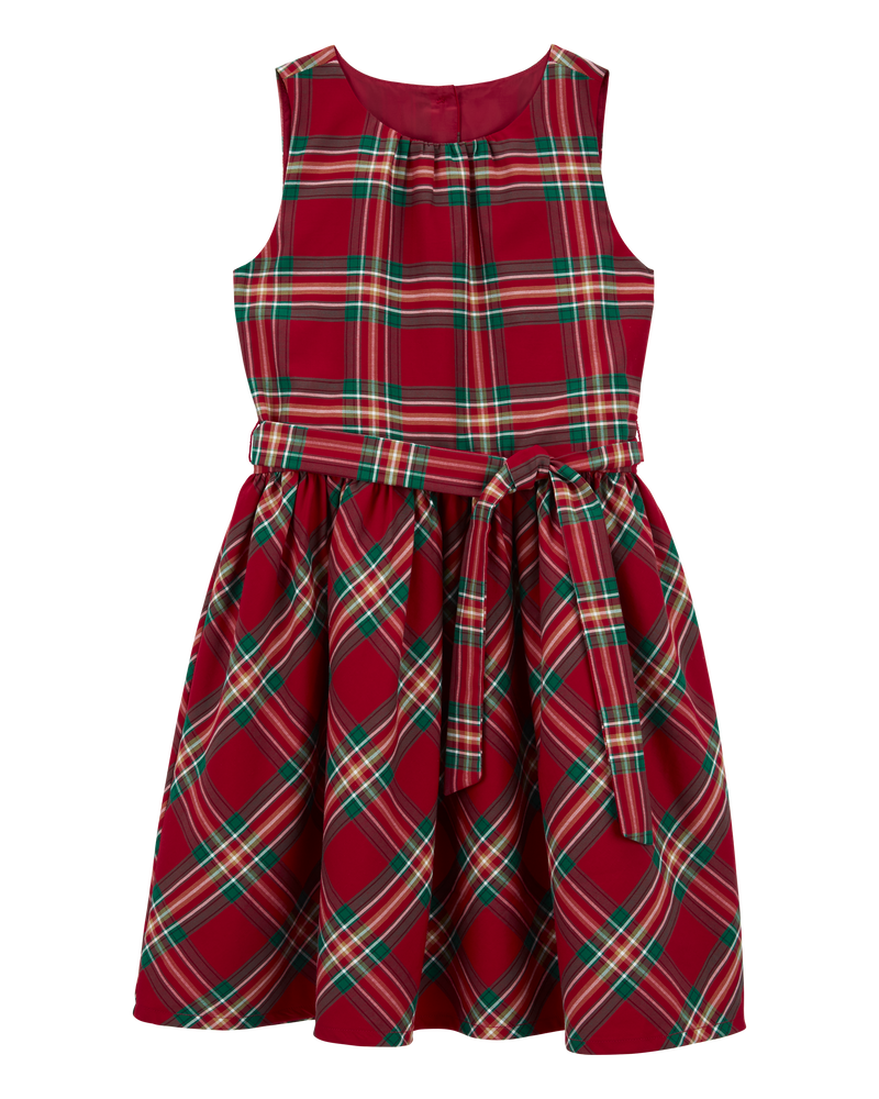 Kid Plaid Sateen Holiday Dress