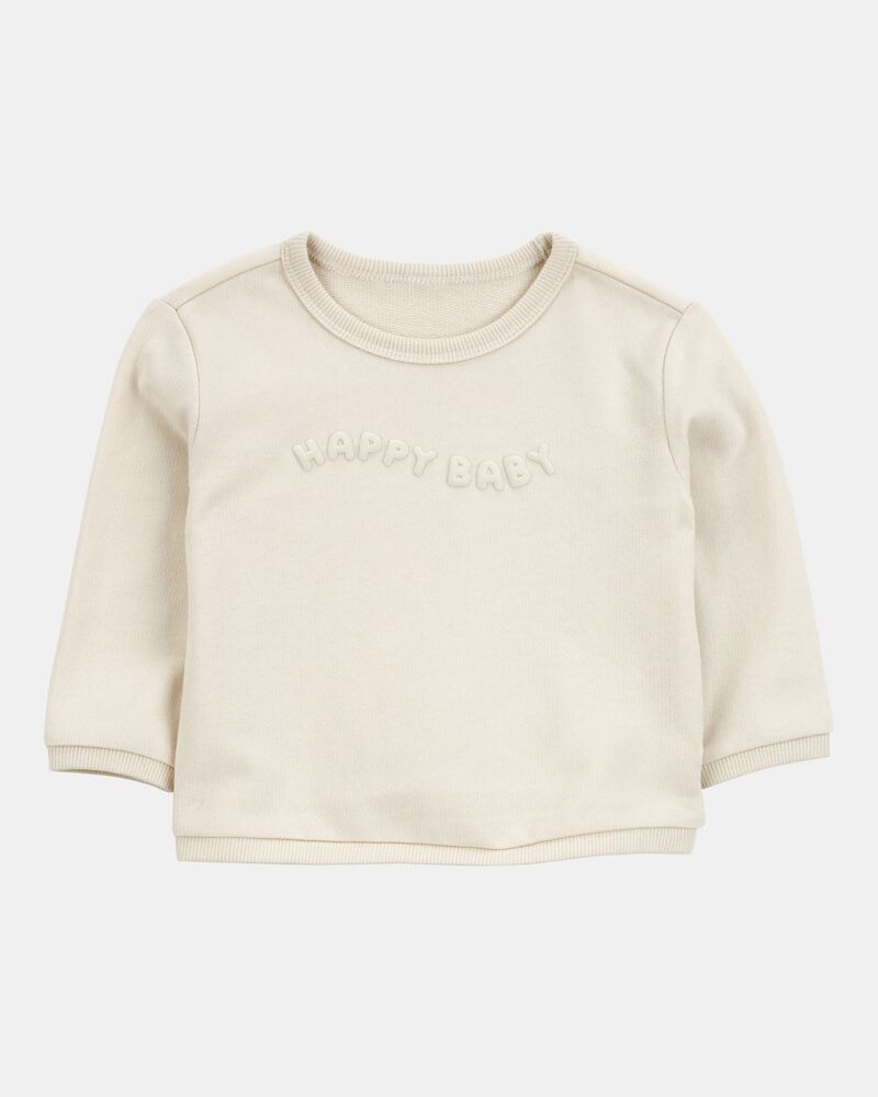 Baby Glitter Fleece Sweatshirt- Ivory, image 1 of 3 slides