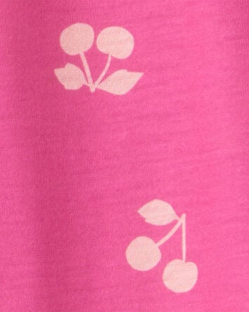 Girls Cherry Print Long-Sleeve Loose Fit Night Gowns - Pink, 