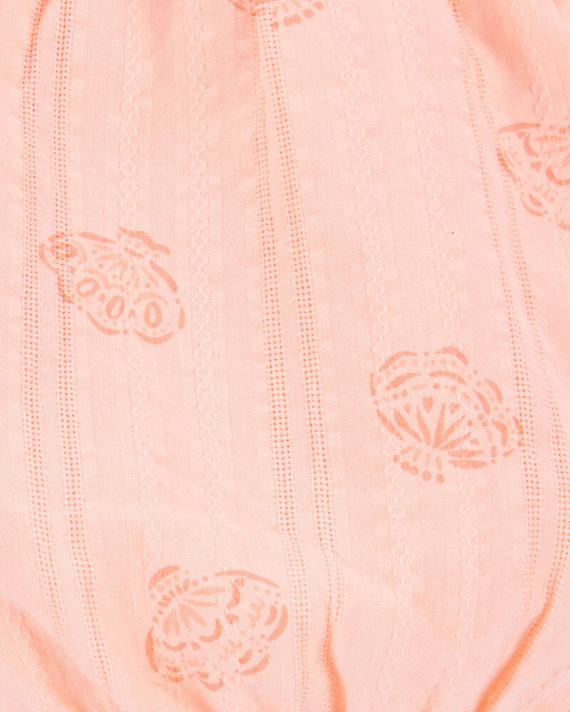 Toddler Seashell Pull-On Cotton Shorts - Coral, image 5 of 6 slides