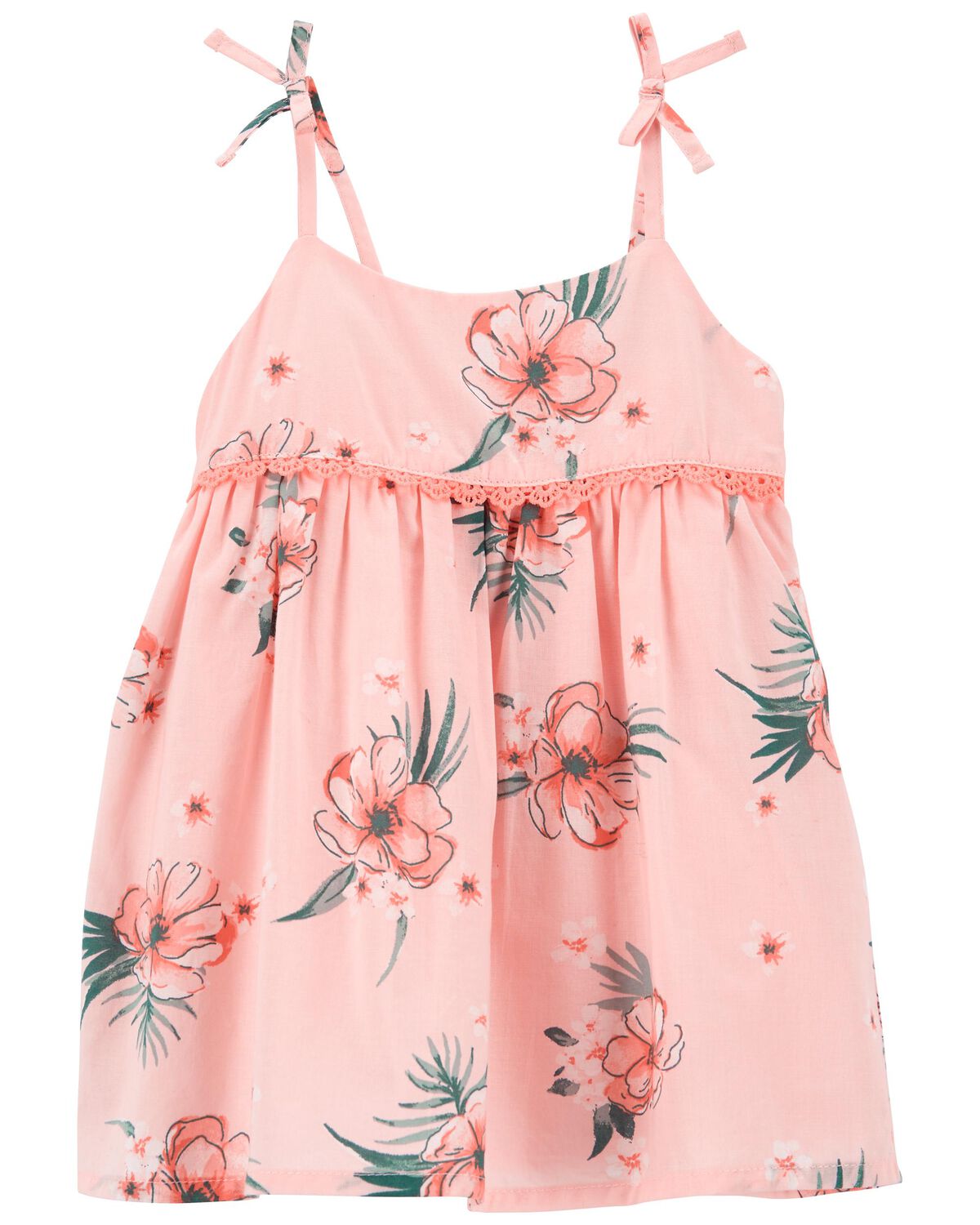 Pink Baby Tropical Floral Print Babydoll Dress