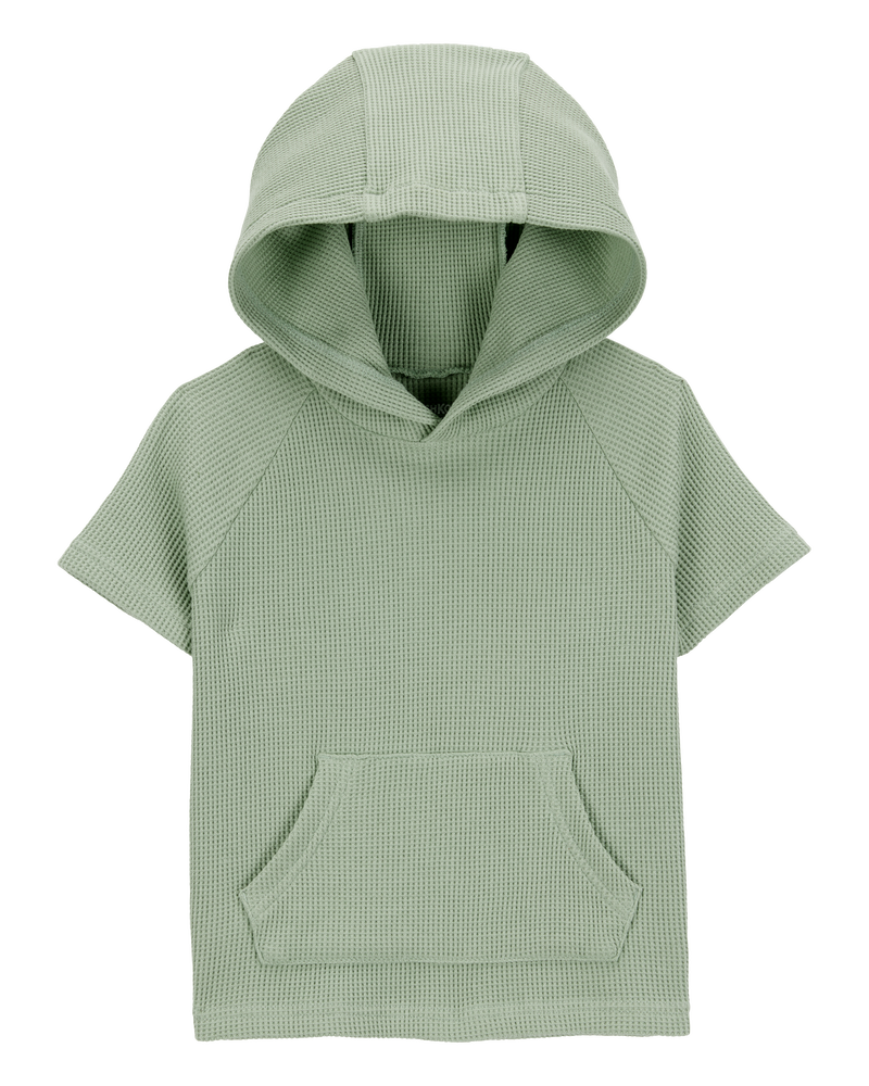 Toddler Waffle Knit Hooded Pullover - Green, image 1 of 3 slides