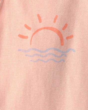 Baby Girl 3-Pack Beach Flutter-Sleeve Multipack Bodysuits - Orange/Blue/Ivory, 