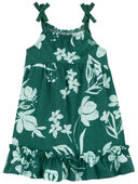 Green - Baby Floral Cotton Dress
