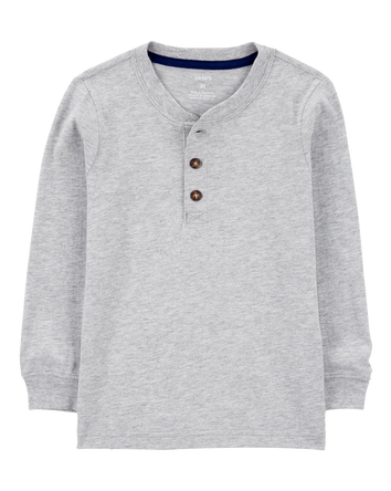 Baby Boy Long-Sleeve Henley Tee - Grey, 