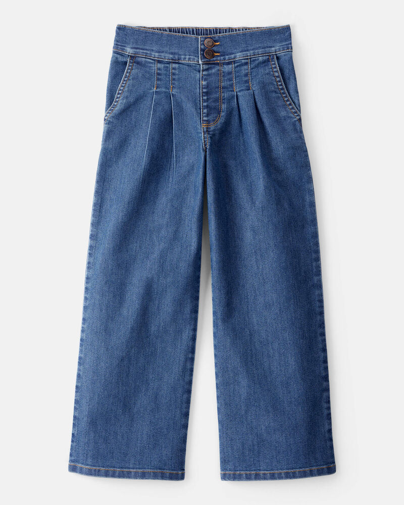 Kid Denim Wide Leg Pants - 70s Blue Wash, image 1 of 4 slides