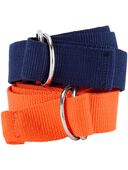 Navy, Orange - 2-Pack Canvas  Belts