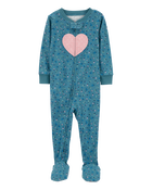 Toddler 1-Piece Heart 100% Snug Fit Cotton Footie Pajamas, image 1 of 4 slides