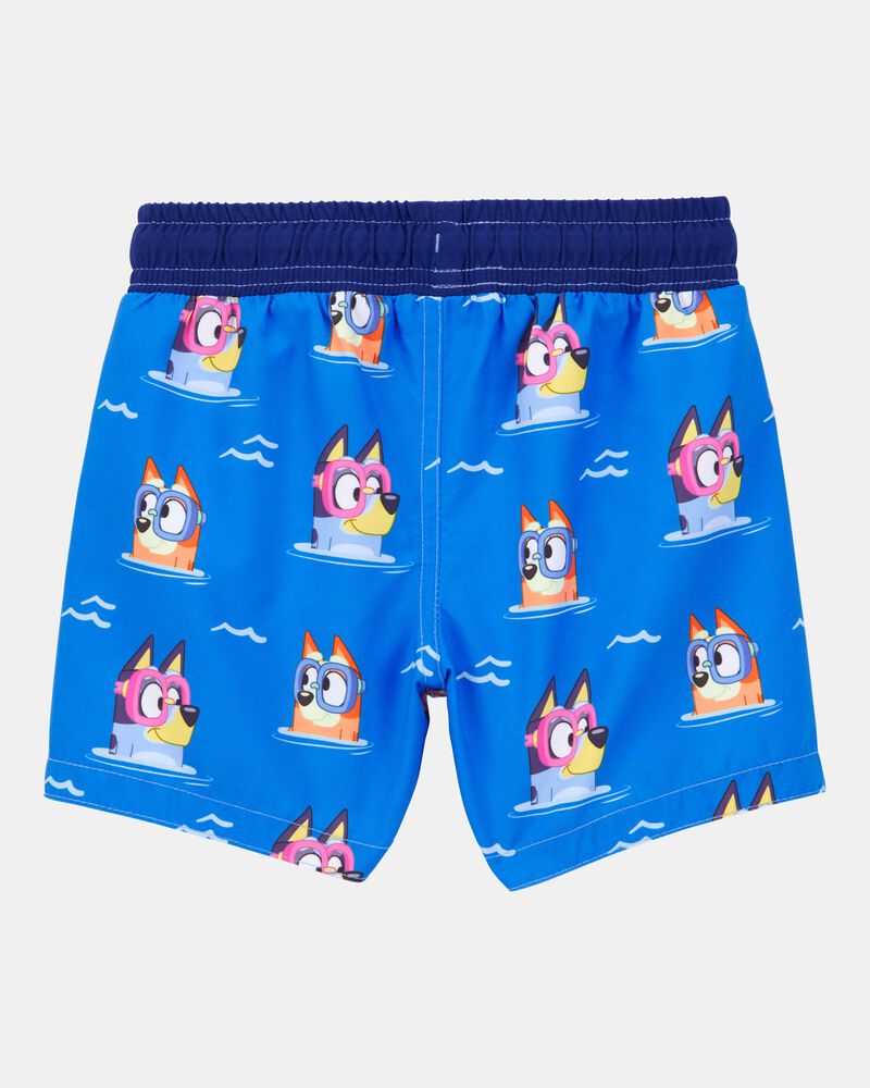 Toddler Boy Bluey™ Swim Trunks- Blue, image 2 of 3 slides