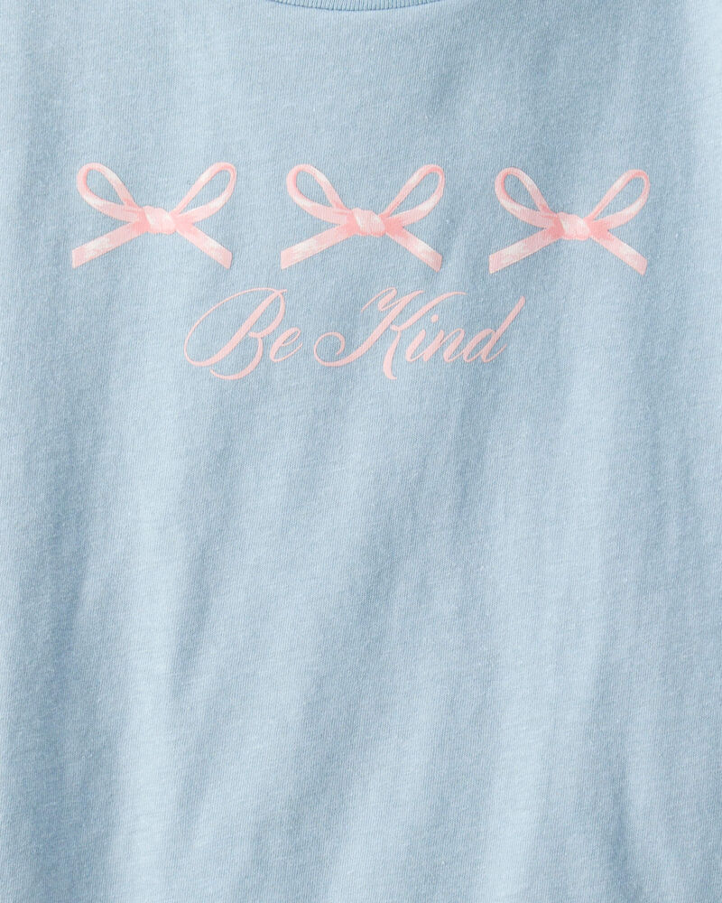 Girls Bow Short-Sleeve Graphic Tee - Blue, image 2 of 3 slides