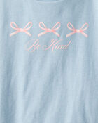 Girls Bow Short-Sleeve Graphic Tee - Blue, image 2 of 3 slides