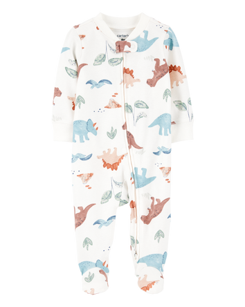 Baby Boy Dinosaur 2-Way Zip Cotton Sleep & Play Pajamas, 