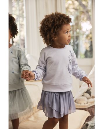 Toddler Ballet Crew Neck Cotton Pullover, 