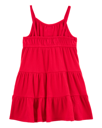 Toddler Textured Knit Tank  Button-Front Dress - Red, 