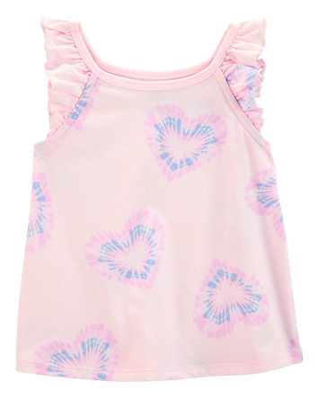 Toddler Tie-Dye Heart Flutter-Sleeve Tank - Pink/Purple, 