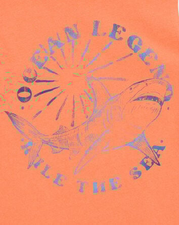 Kid Shark Surf Slogan Tank - Orange, 