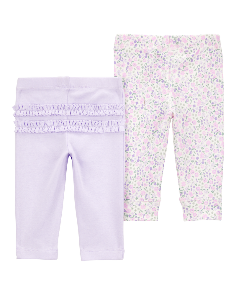 Baby 2-Pack Foral Pull-On Pants, image 2 of 5 slides