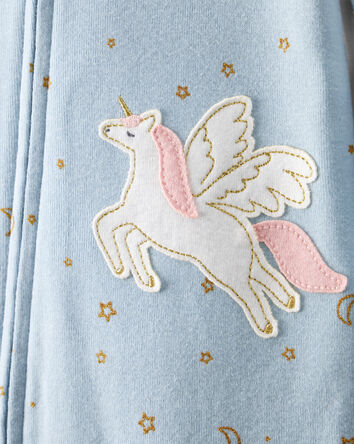 Toddler Girl Unicorn 100% Cotton 2-Way Zip 1-Piece Pajamas, 