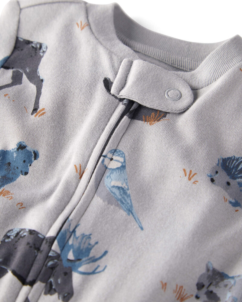 Baby Organic Cotton Sleep & Play Pajamas in Midnight Forest Print, image 2 of 5 slides