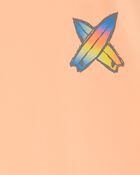 Boys Surfboard-Print Short-Sleeve Rashguard - Orange, image 2 of 3 slides