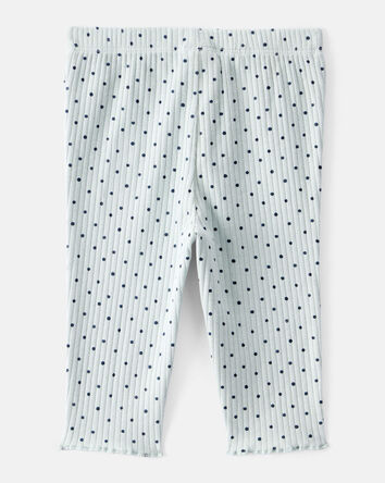 Baby Girl Polka Dot Print Cotton Pull-On Pants - Blue, 