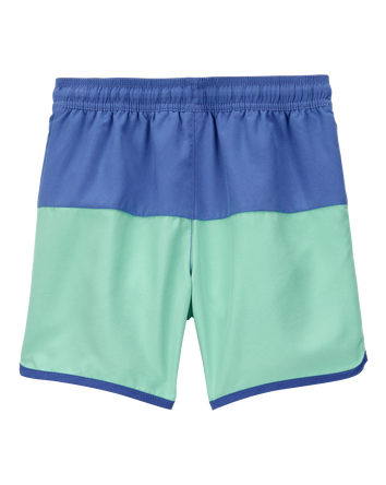Boys Colorblock Swim Trunks - Green/Blue, 