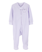Baby Bunny 2-Way Zip Ribbed Sleep & Play Pajamas - Purple, image 1 of 3 slides