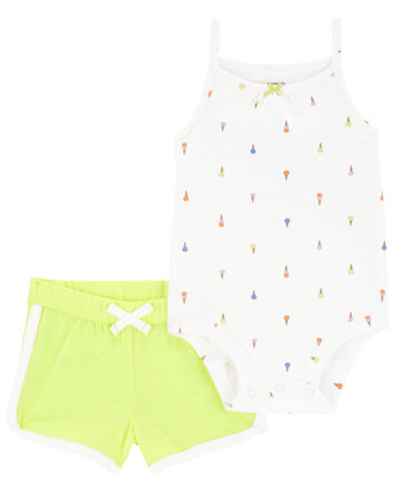 Baby 2-Piece Ice Cream Tank Bodysuit & Short Set, 