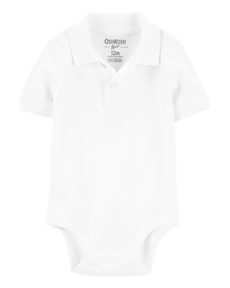 Baby White Piqué Polo Bodysuit, image 1 of 3 slides