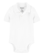 Baby White Piqué Polo Bodysuit, image 1 of 3 slides