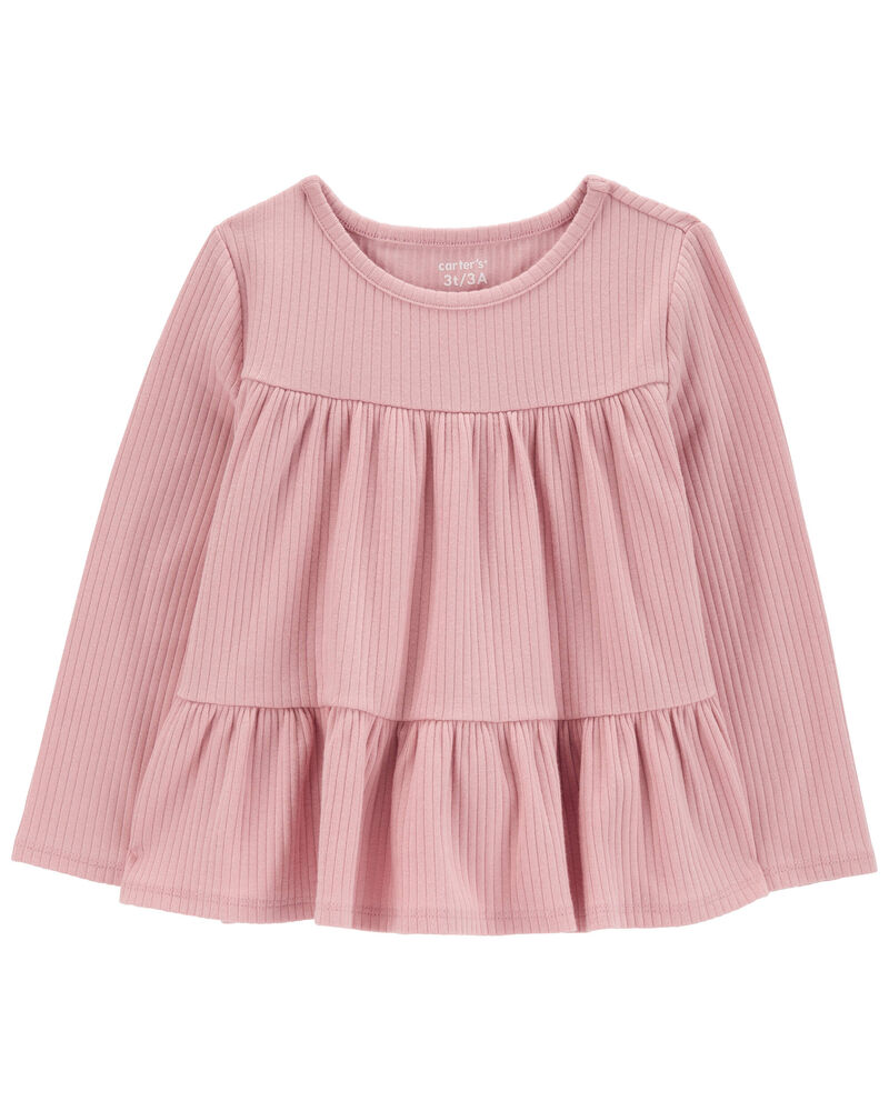 Toddler Tiered Long-Sleeve Ribbed Top, image 1 of 3 slides