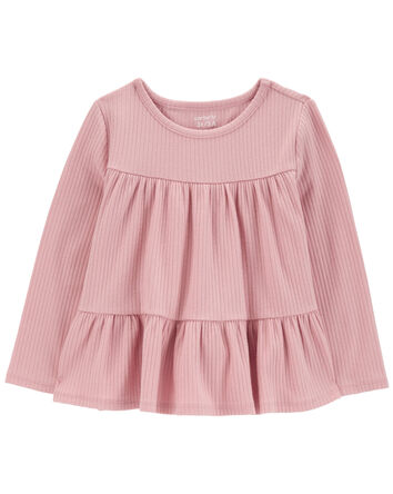 Toddler Tiered Long-Sleeve Ribbed Top, 