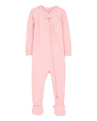 Baby Solid PurelySoft Footie 1-Piece Pajamas - Pink, image 1 of 5 slides