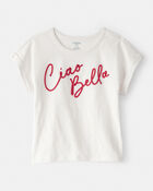 Girls Ciao Bella Short-Sleeve Graphic Tee - White, image 1 of 3 slides