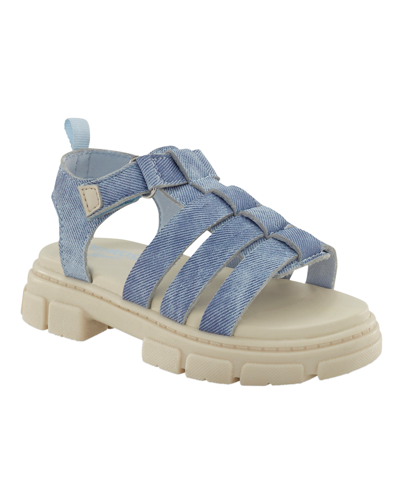 Toddler Strappy Denim Sandals - Blue, image 1 of 7 slides