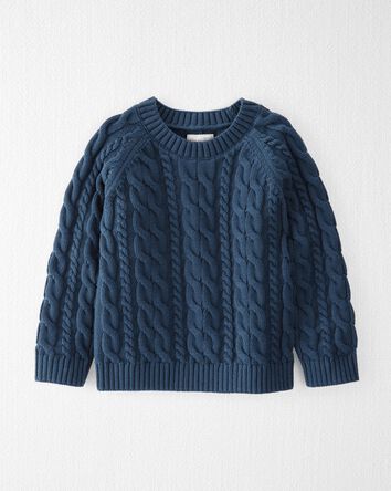 Organic Cotton Fair Isle Sweater in Dark Sea Blue, 