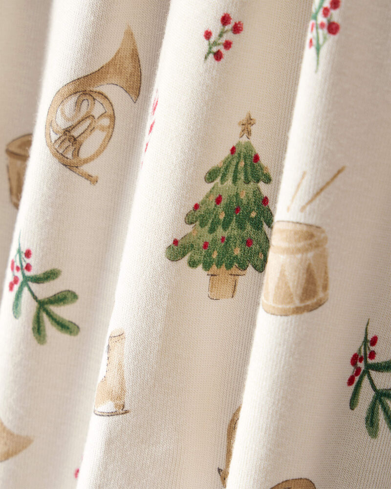 Baby Christmas Print PurelySoft Long-Sleeve Sleep & Play Pajamas - White, image 5 of 7 slides