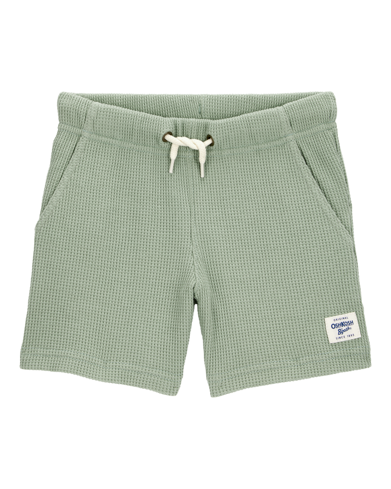 Baby Waffle Knit Drawstring Shorts - Green, image 1 of 5 slides