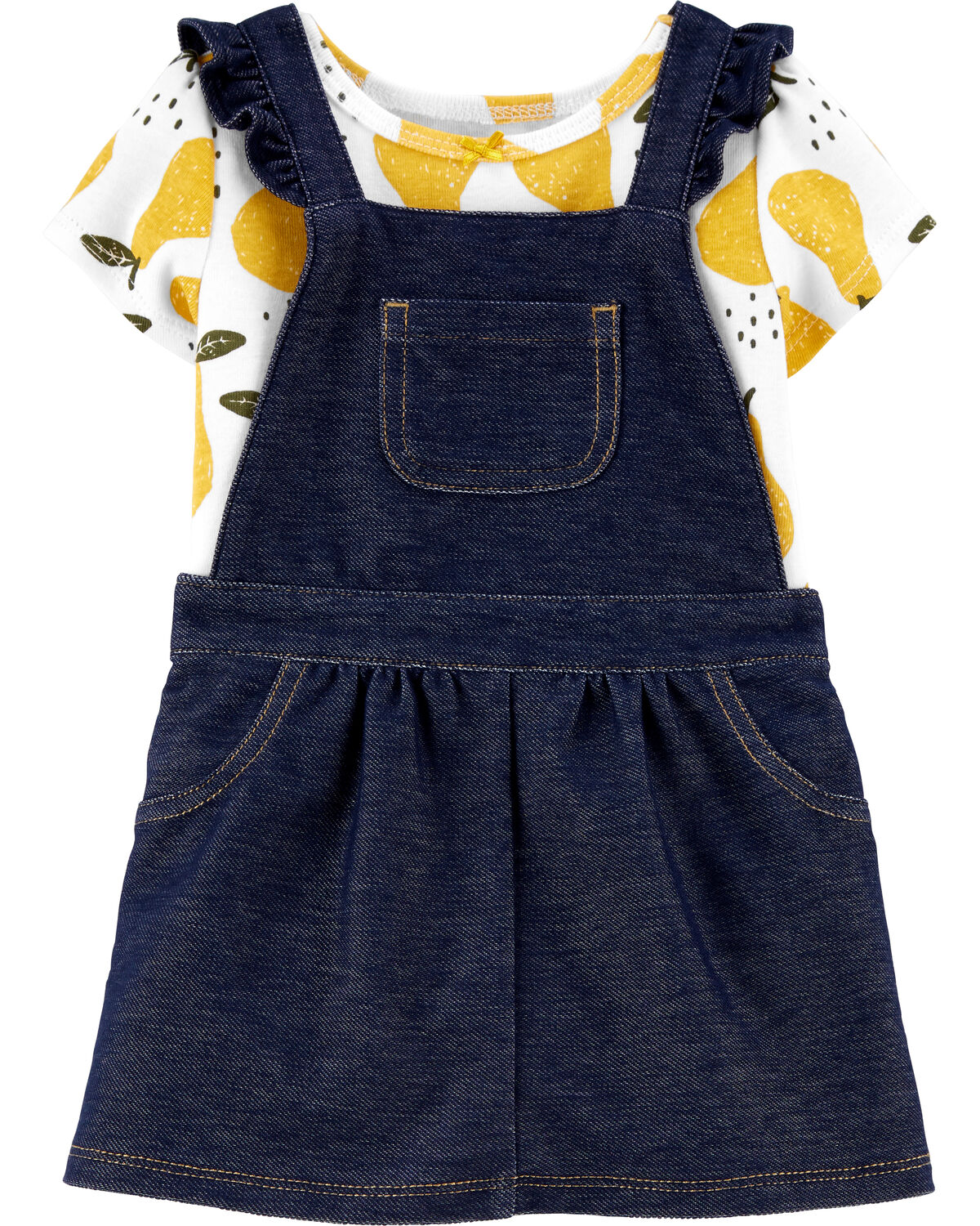 Baby 2-Piece Pear Bodysuit & Knit Denim Skirtall Set