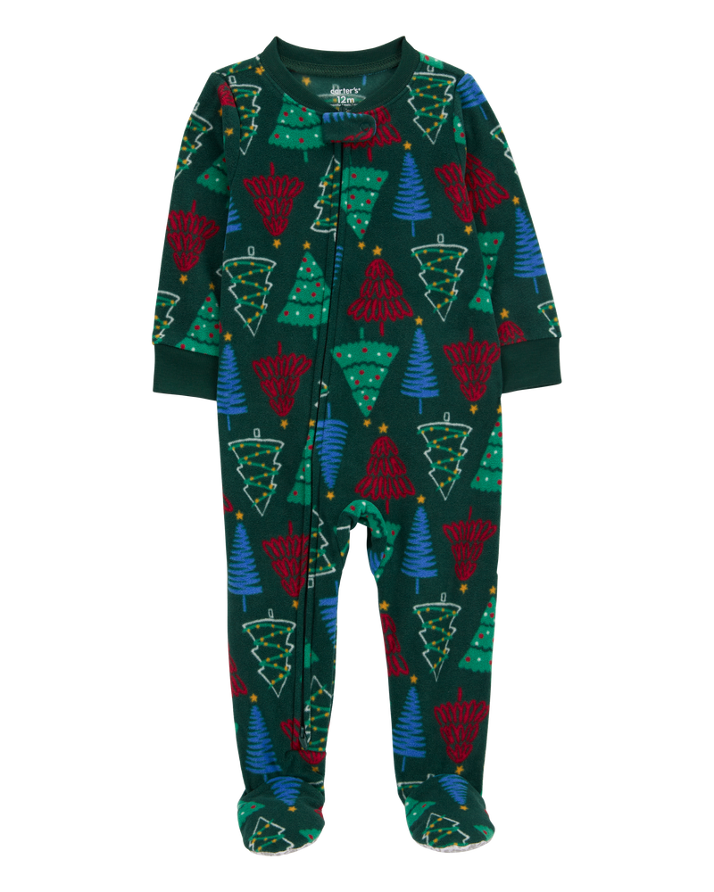 Baby 1-Piece  Christmas Tree Fleece Footie Pajamas
, image 1 of 5 slides
