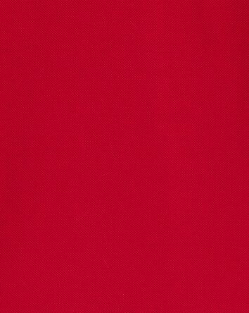 Kid Red Long-Sleeve Piqué Polo Shirt, 