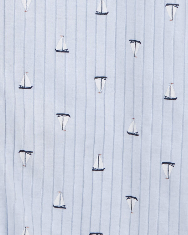 Blue Baby Sailboat 2Way Zip Wearable Blanket