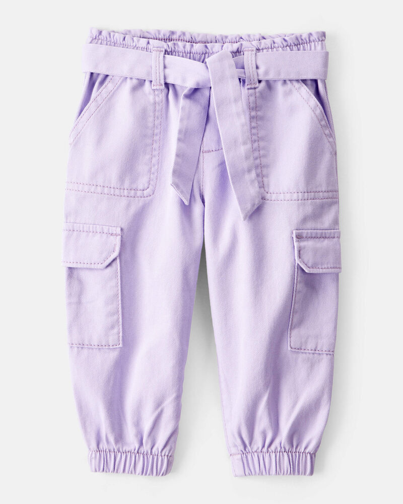 Baby Girl Cotton Cargo Joggers - Purple, image 1 of 5 slides